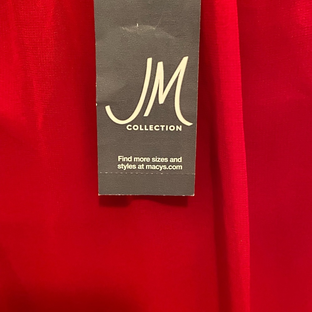 Jm Collection Red Flutter Sleeve Top Size M Nwt N… - image 8